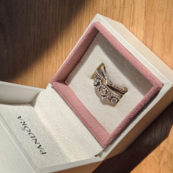 Pandora Her Majesty Ring and Pandora Kerry's Small Diamond Ring - Size 5.5 - Picture 4 of 11